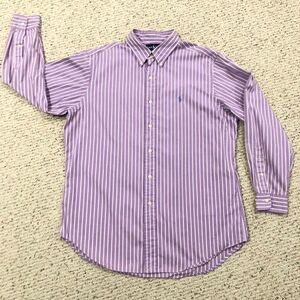 Ralph Lauren Purple White Stripe Cotton Classic Fit Dress Shirt 16.5 x 32/33